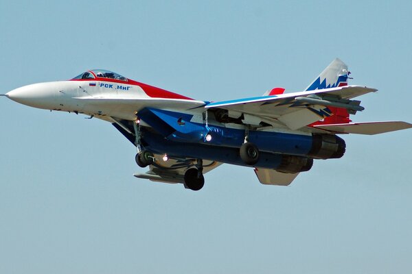 Aereo Mig. Combattente nel cielo. Bellissimo aereo. Aereo militare