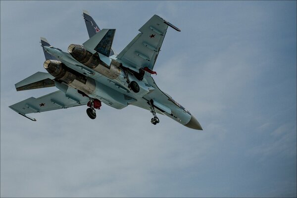 Russian multi-purpose supermaneuverable Su-35 fighter