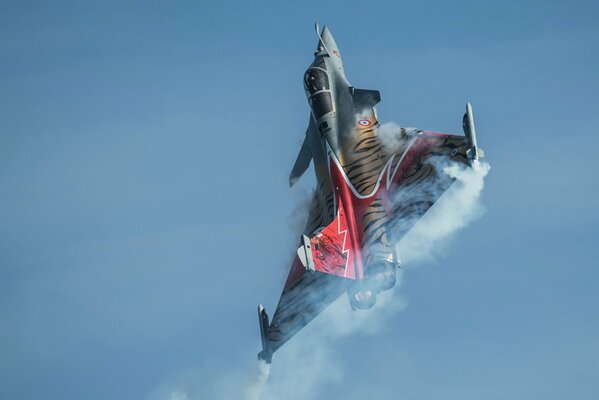 Le chasseur français dassault rafale en vol