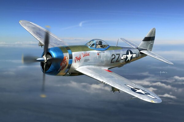 Figura del avión p 47 thunderbolt en el cielo