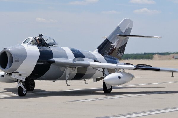 Mig-17-Kampfflugzeug auf dem Flugplatz