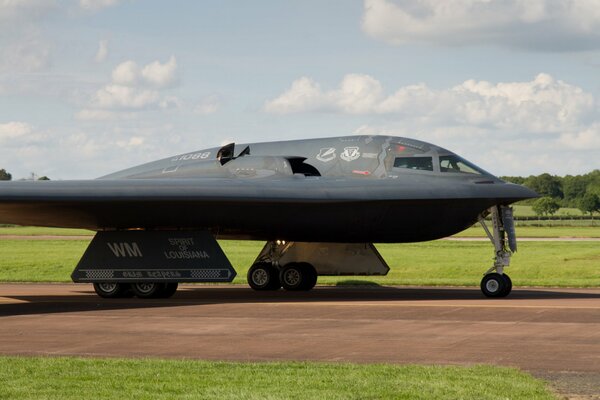 Northrop strategic bomber at the airfield