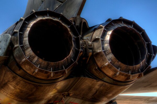 Jet engine of the fighter - bomber airshow