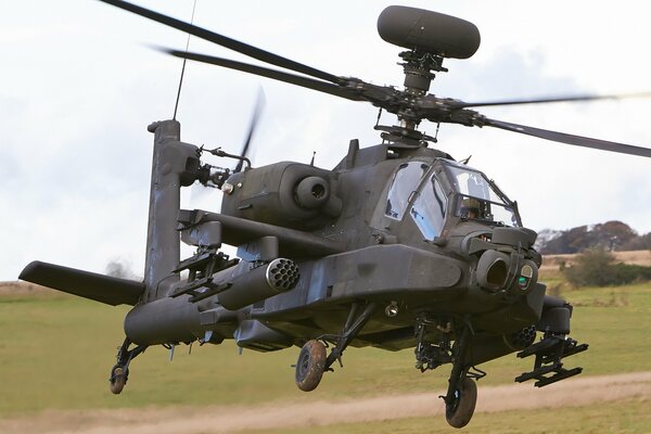 Flying military large helicopter