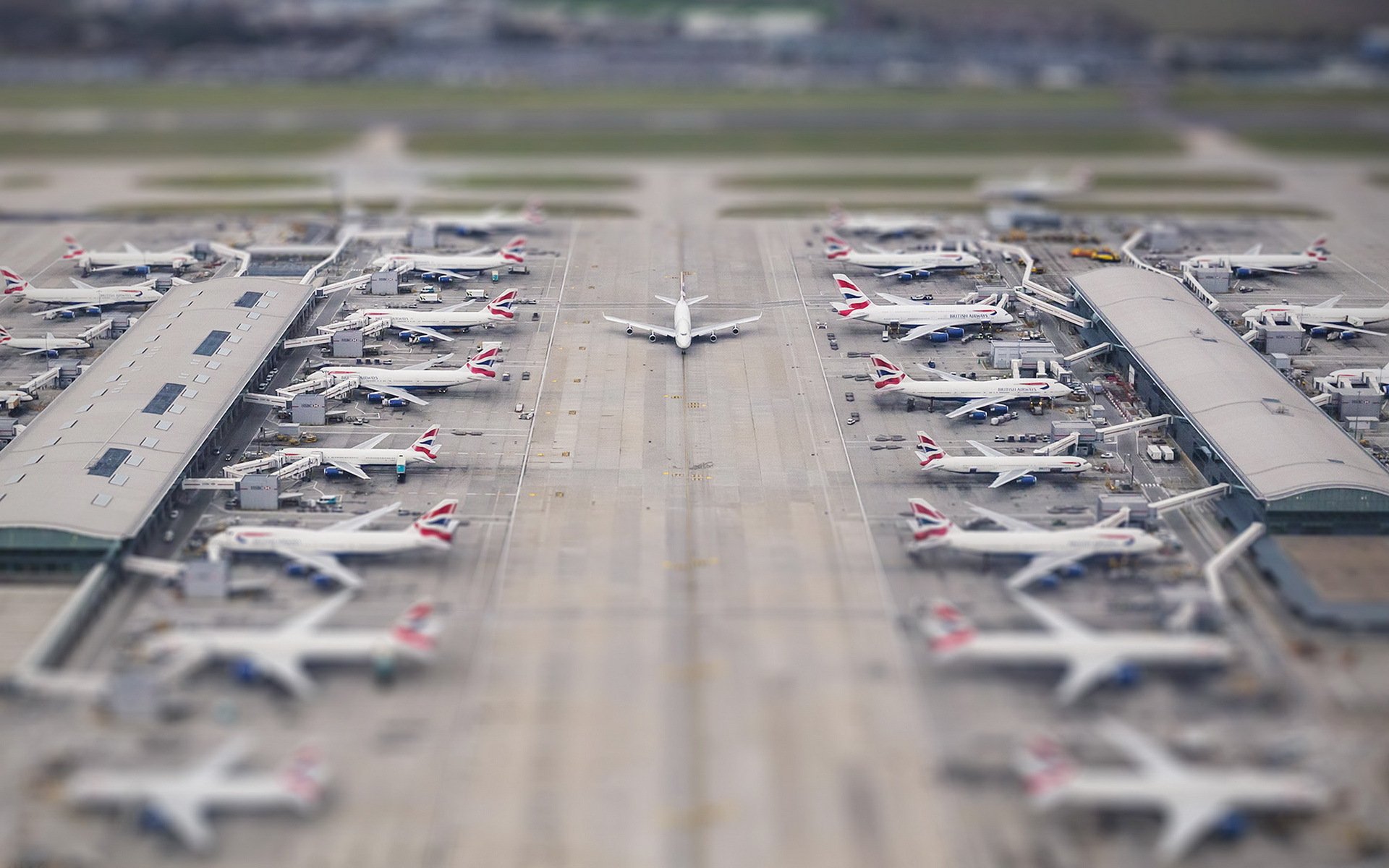 heathrow terminal avión desplazamiento e inclinación diorama ilusión