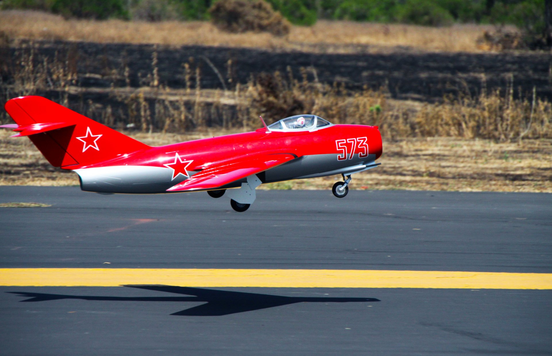 mig-15 fagot fighter mikoyan gurevich model red radio control toys flies off