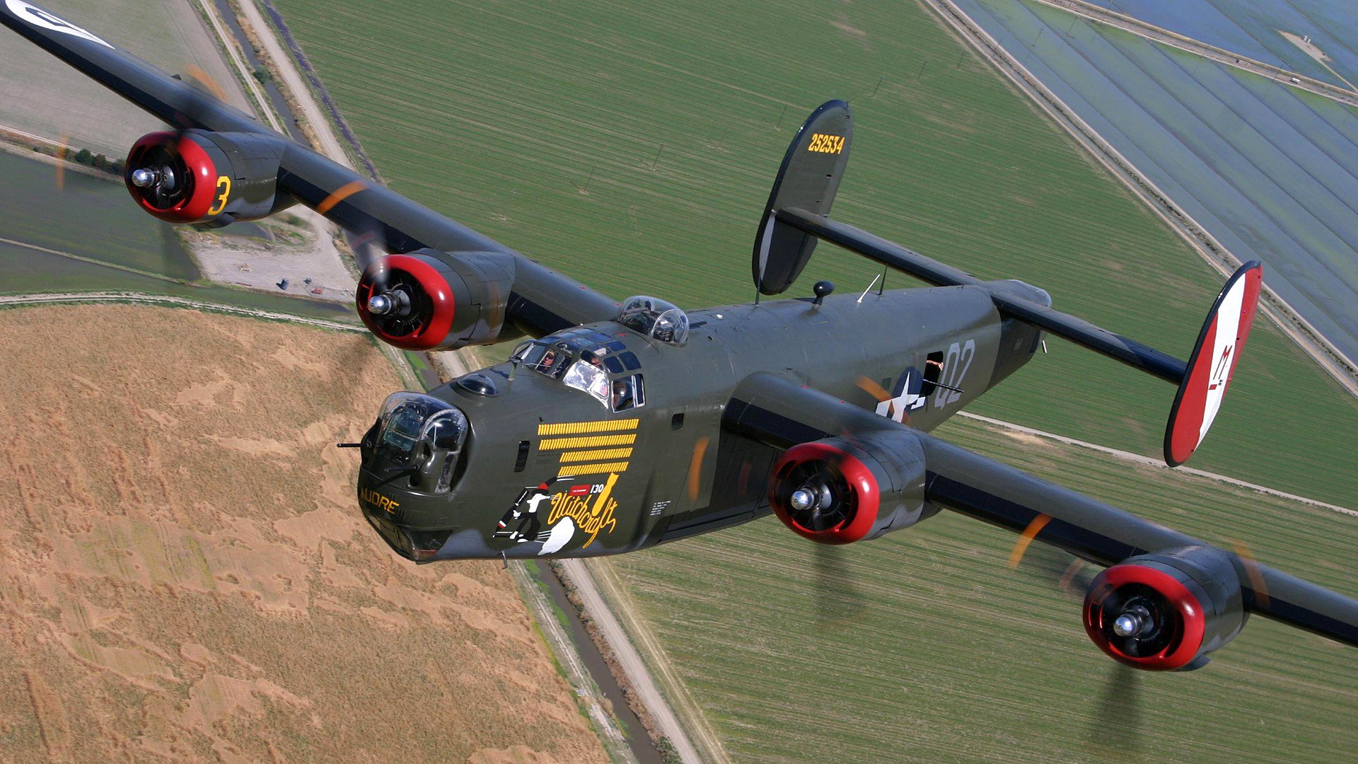 flugzeug konsolidiert b-24 befreier bomber fliegen landschaft retro