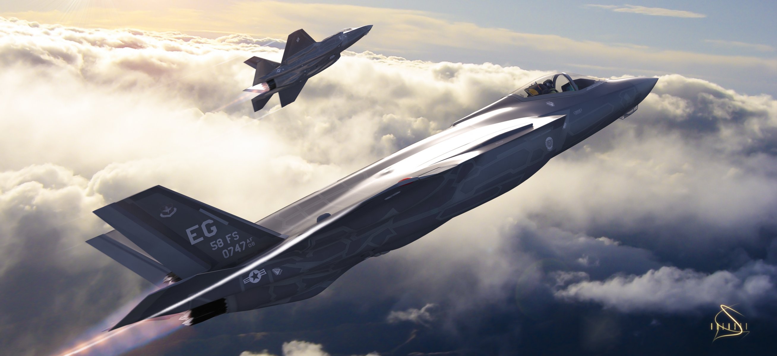 f-35 lightning ii amerikanisch kampfjet bomber fünfte generation flugzeug luftfahrt kunst