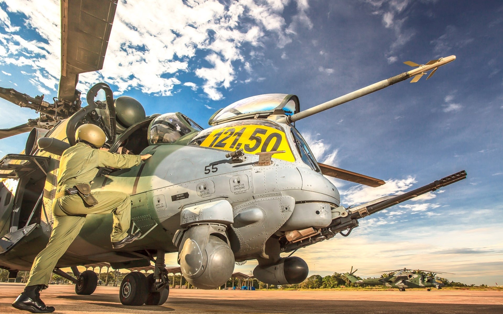 ah-2 sabre mi-35m helicopters airport weapon