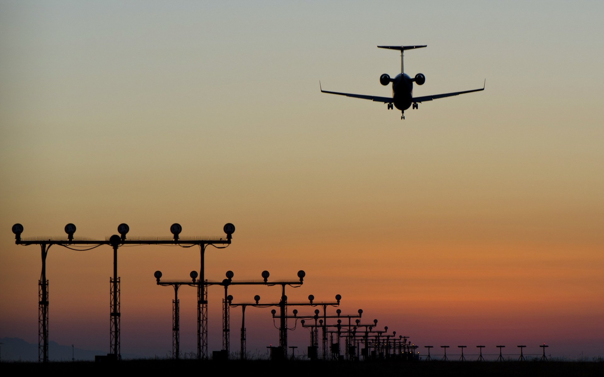 avion aviation coucher de soleil