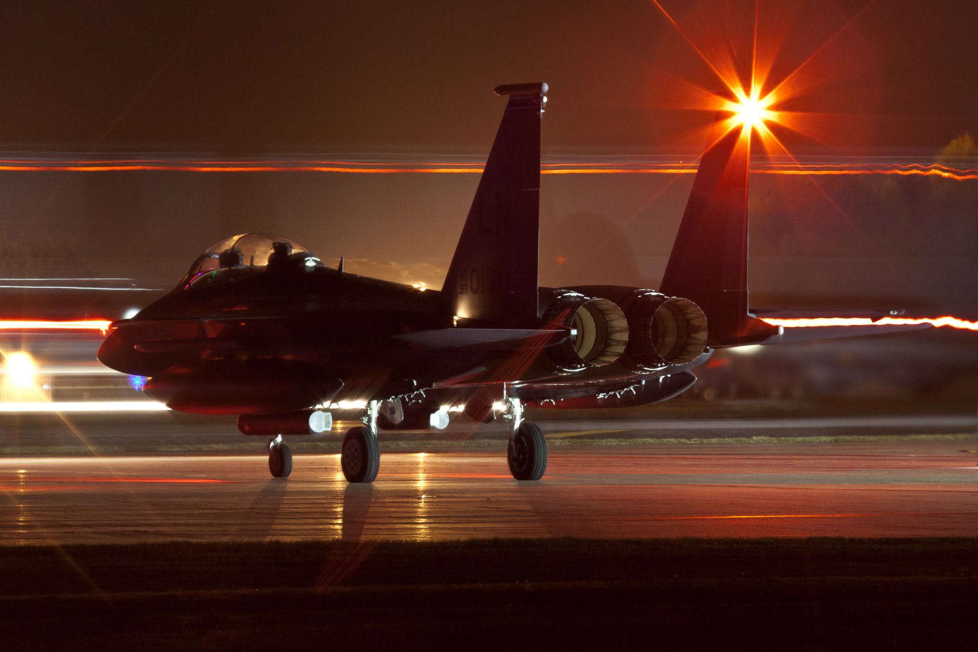 night airport lights plane f-15 eagle f-15 eagle night hunter