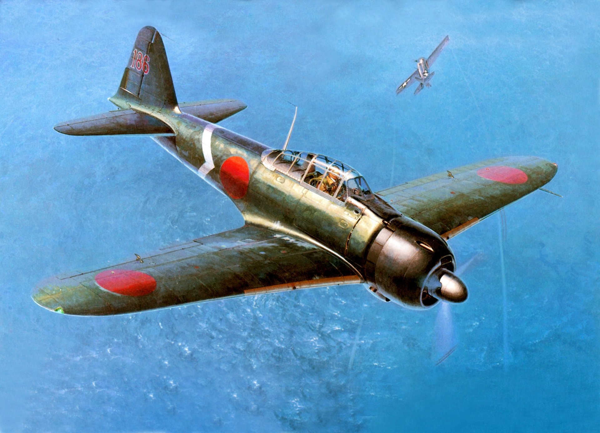 art mitsubishi a6m3 22 reisen typ 0 japoński myśliwiec pokładowy ww2 rysunek