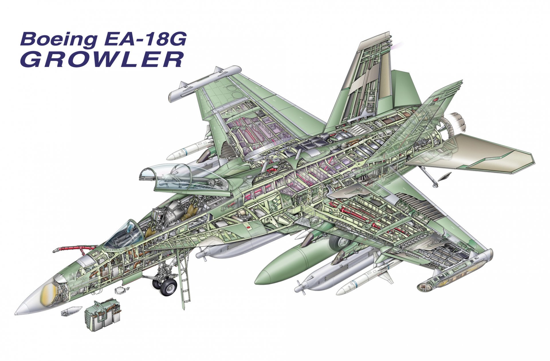 boeing ea-18 grunzen growler deck flugzeug elektronik kampf diagramm design