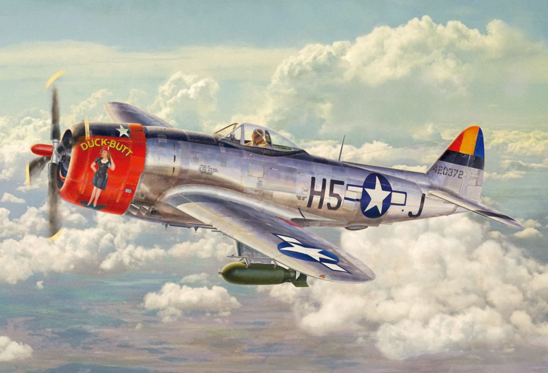 p 47 thunderbolt ww2 war art painting american fighter airplane