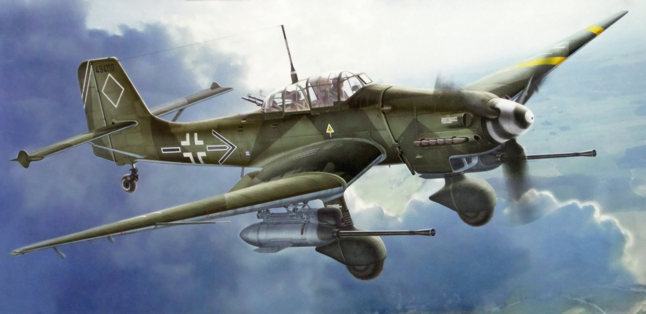 junkers ju 87 g-2 pezzo rudel tedesco iiww immersione-bomber arte pittura