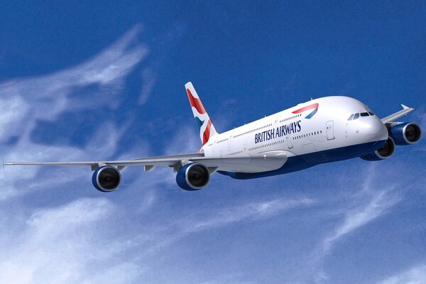 White British airways airbus in the air