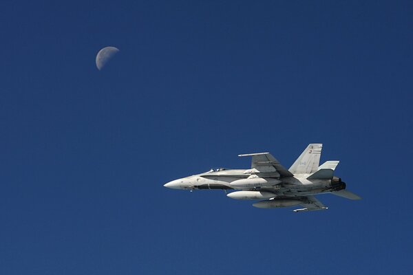 Avion de combat cf18 volant dans le ciel