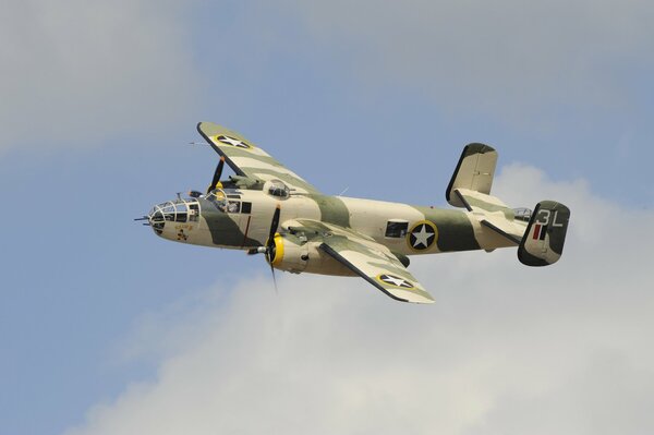 American twin-engine bomber in flight