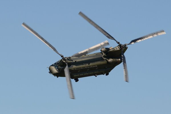 Helicóptero de transporte militar canadiense CH-47f en vuelo