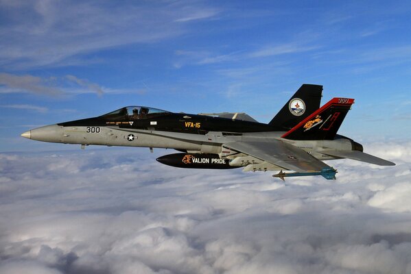 Flying a fighter high above the clouds