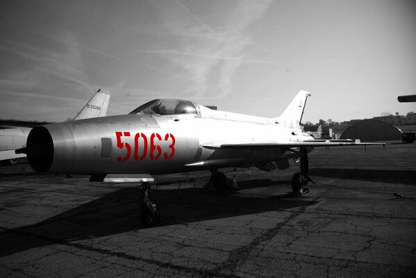 Supersonic multi-purpose fighter mig-21 at the airfield