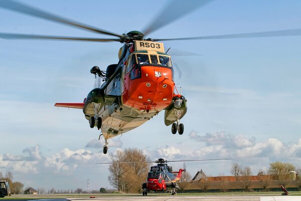 Sikorsky s-61 helicopter at the airfield