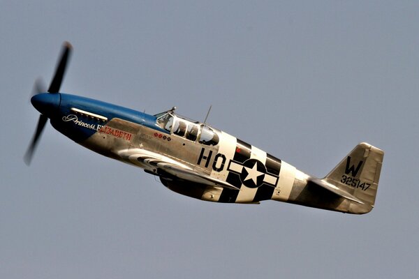 R - 51C Mustang in the climb view from the left side