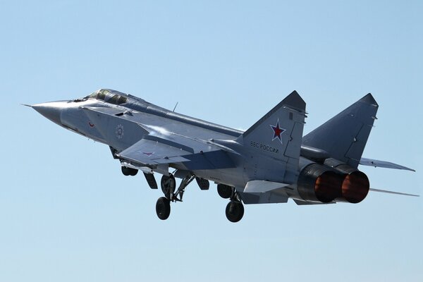 Take-off of a two-seat interceptor fighter