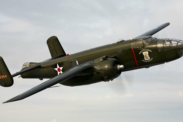 Flight of the Mitchell B-25 retro bomber