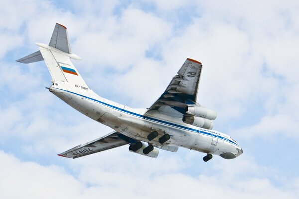 IL-76 military transport aircraft in the sky