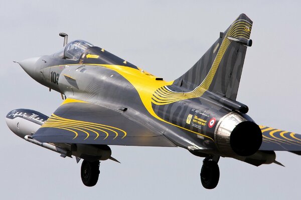 Caza elegante Mirage-2000C en color amarillo-negro