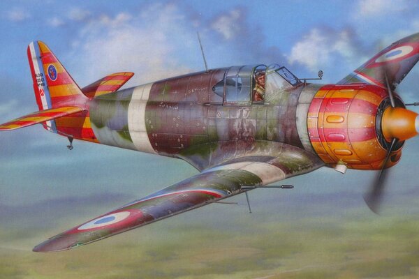 Avion Vintage. Combattant pendant la guerre. Dessin d avion