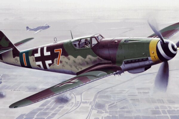 Caza alemán bf 109 K4 en la imagen de la guerra