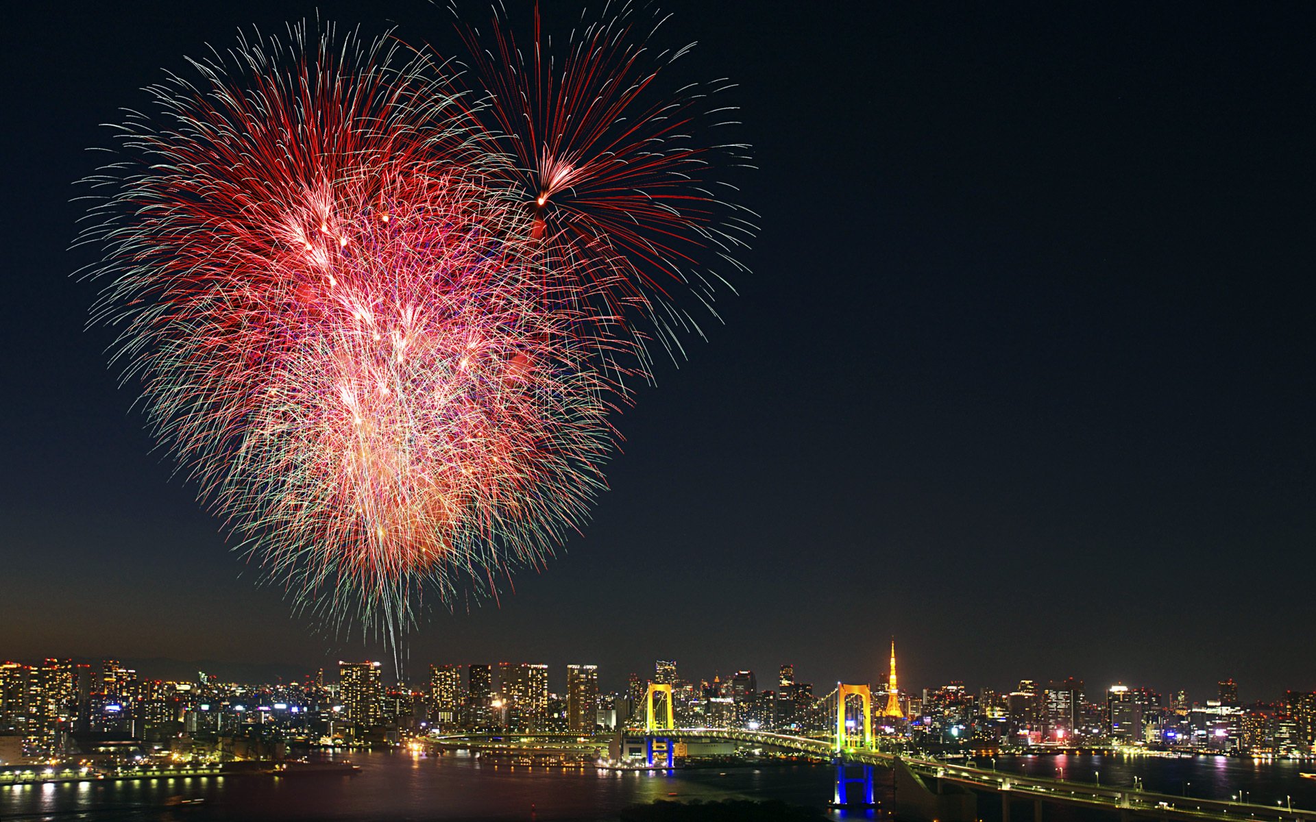 salut fajerwerki tokio japonia odaiba