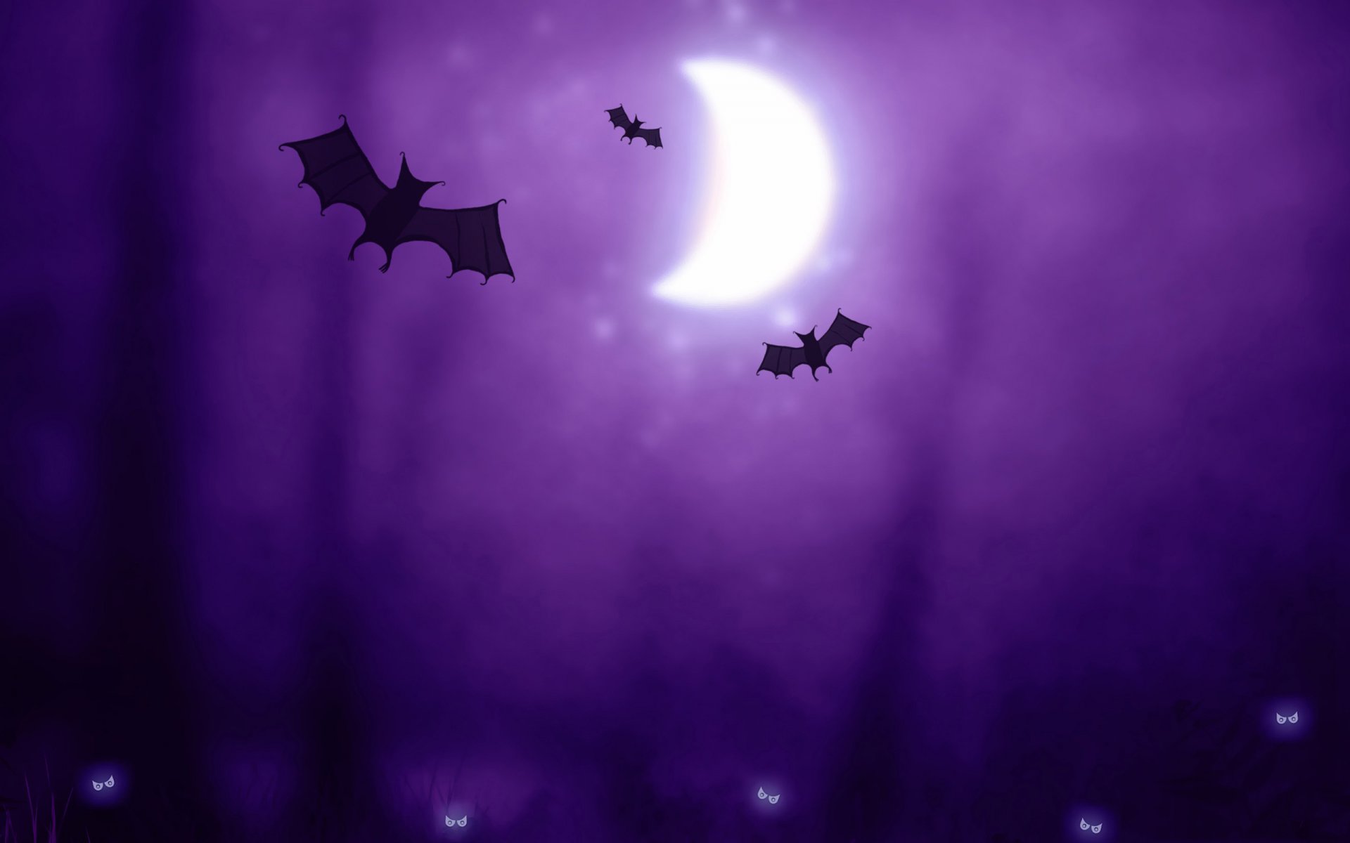 halloween chauves-souris créatures lune violet