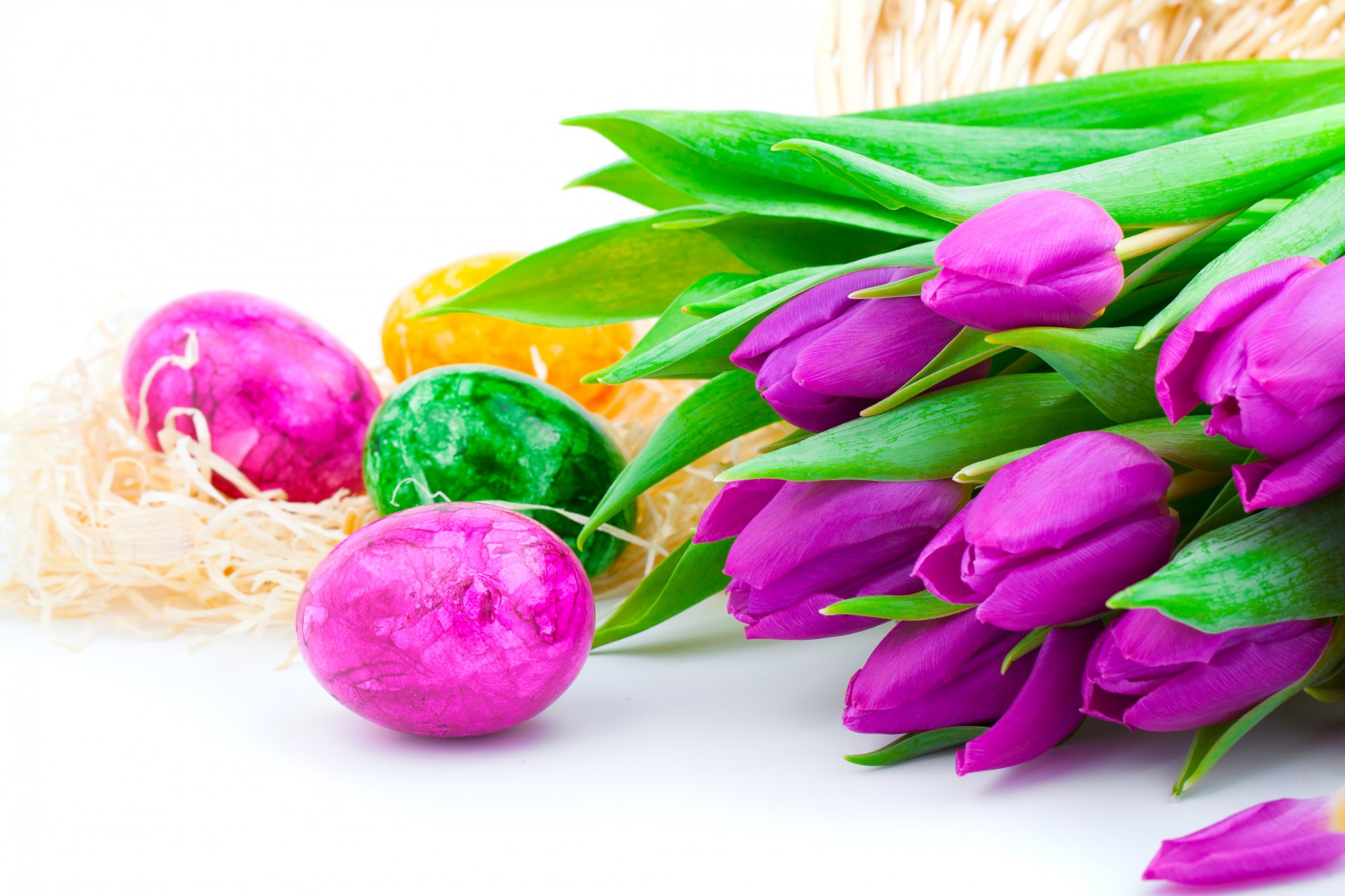 tulips lilac flowers spring holiday easter eggs easter