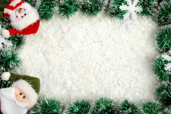 Background with Christmas tree branches and Santa Claus