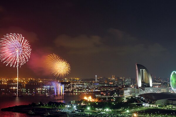 Enchanting fireworks over the cities of Japan