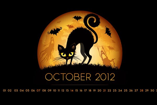 Halloween 2012. Chat noir et chauves-souris