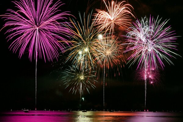 Festliches Feuerwerk auf dunklem Hintergrund