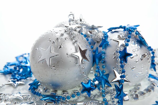 Silver Christmas balls and garlands