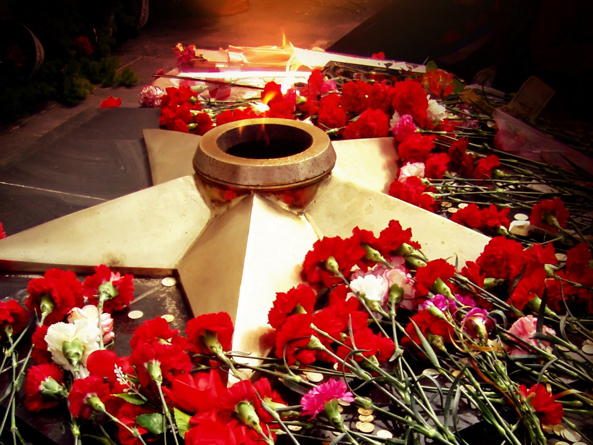 9mai jour de la victoire étoile fleurs feu éternel