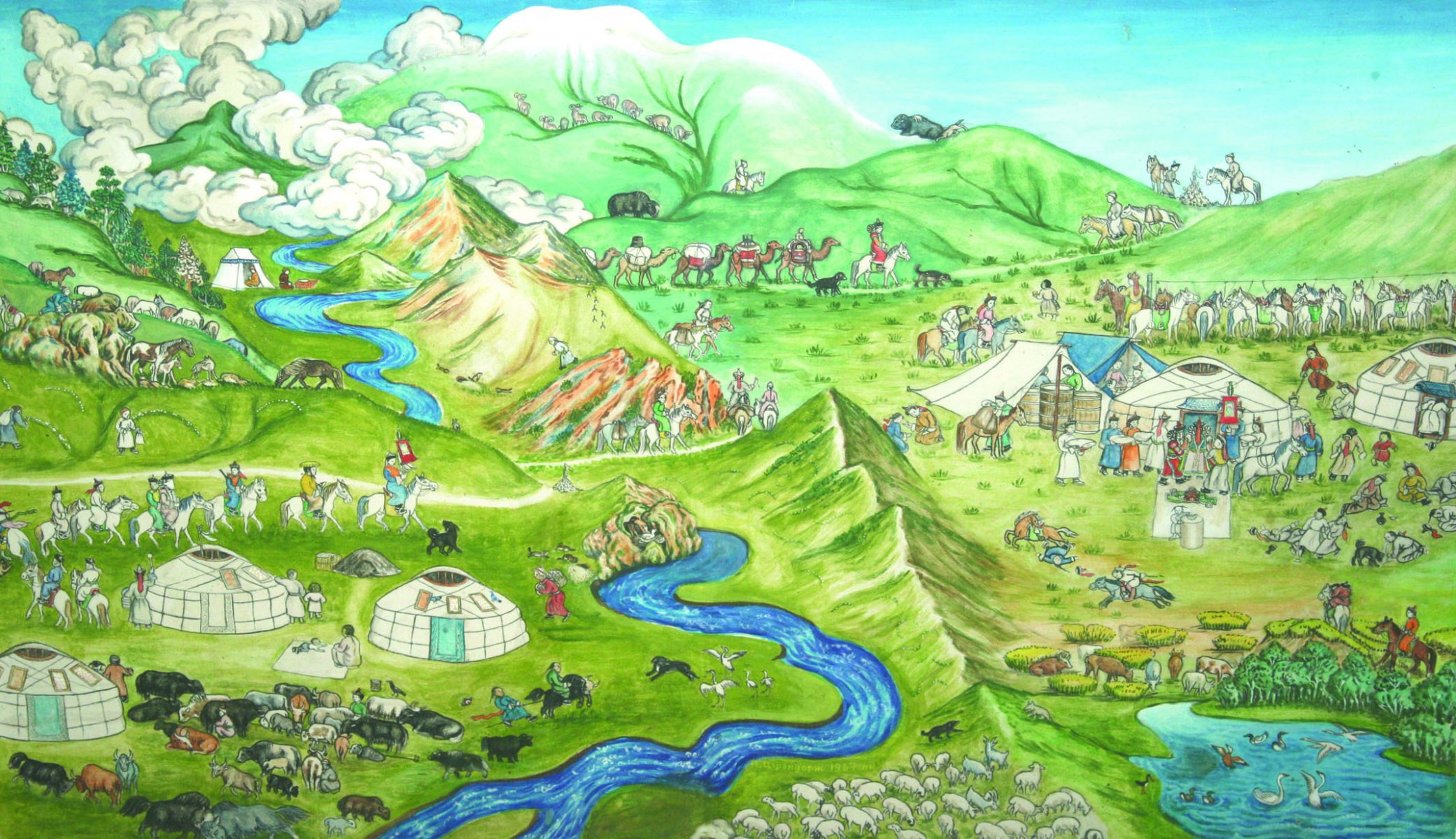 mongolia nomade impero eterno cielo blu verde ambiente vecchio matrimonio cerimonia immagine disegno ubriachezza steppa yurta nomadi fiume caravan colline