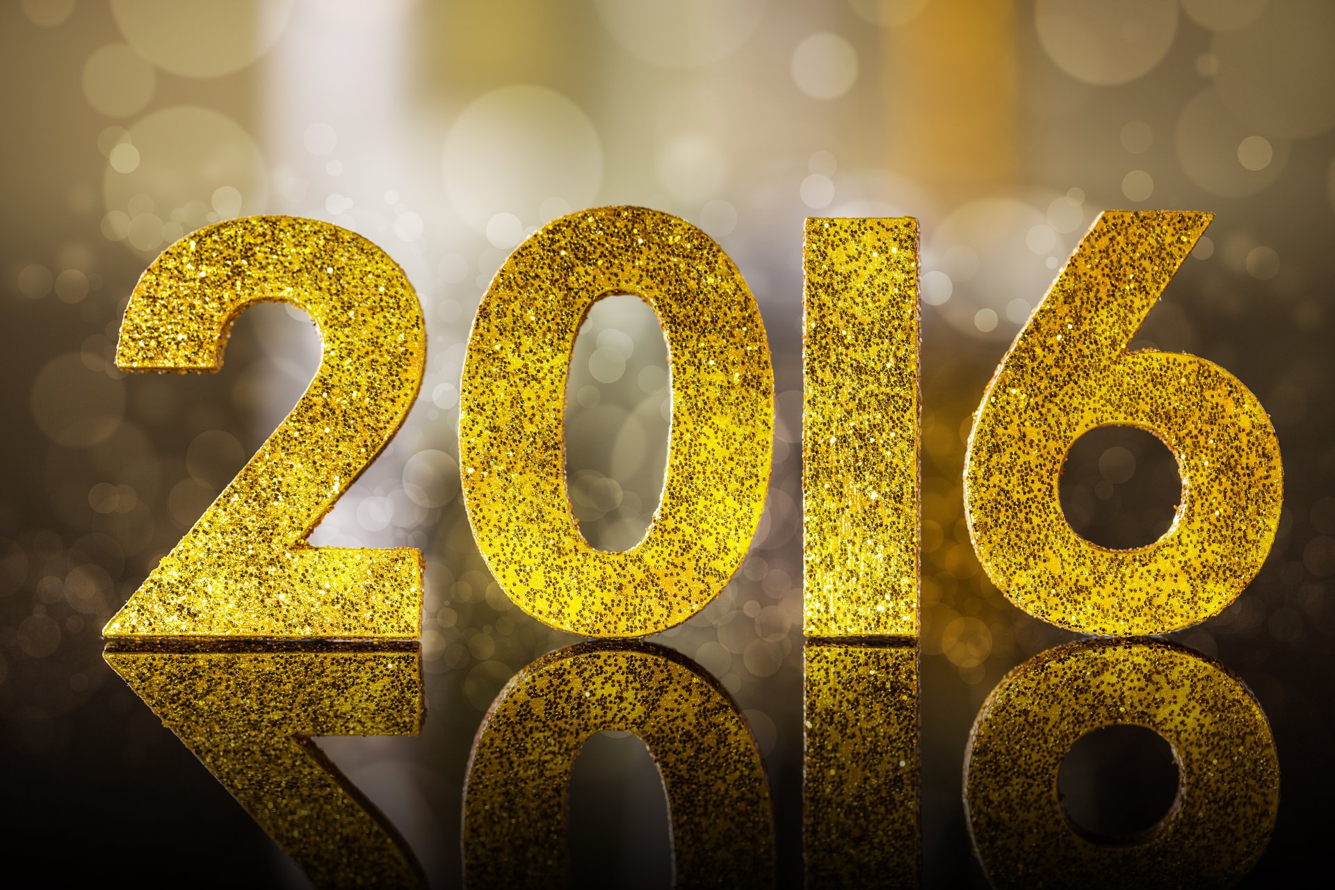 2016 happy new year golden glitter bokeh