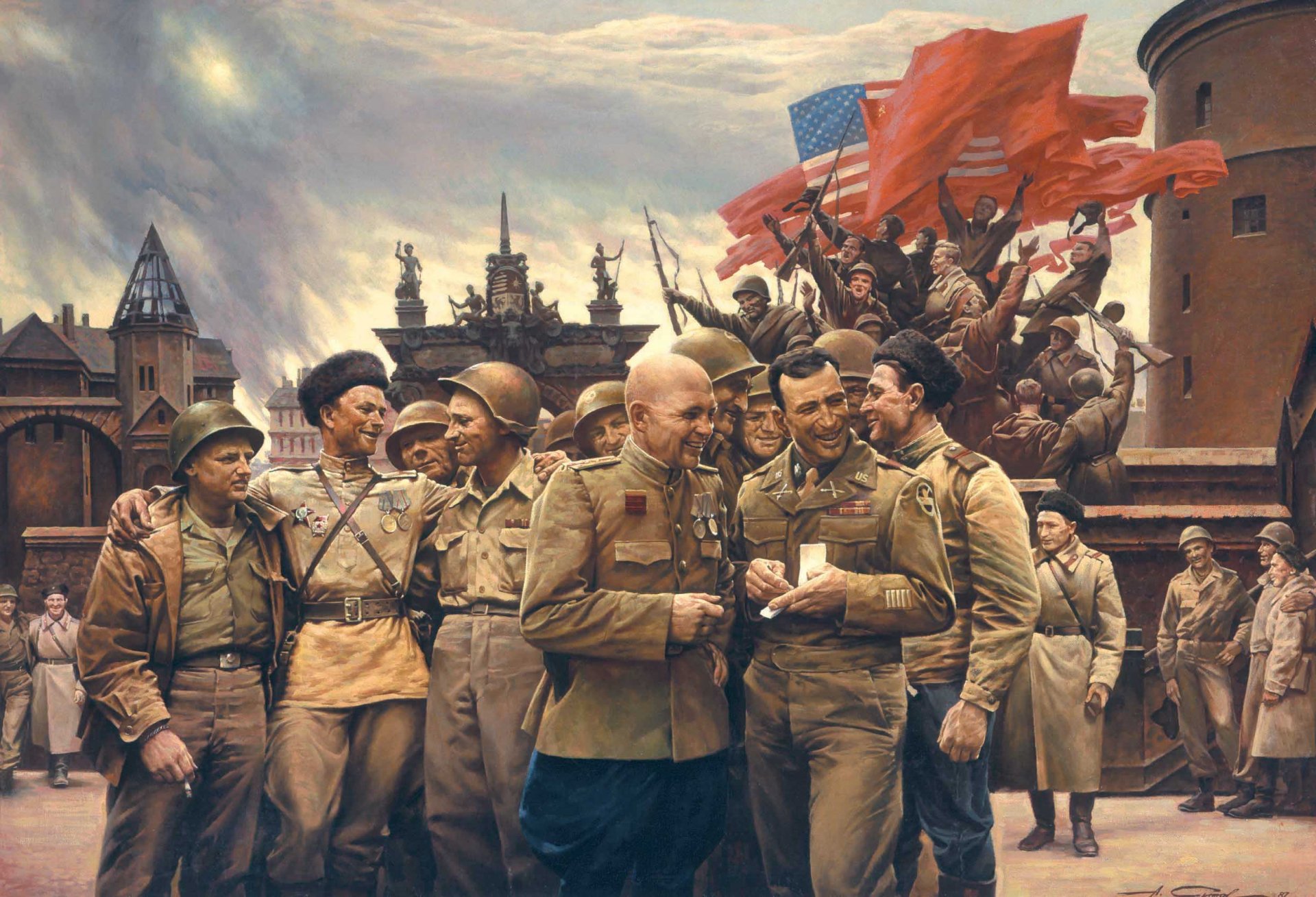 war victory men soviet union united states flag