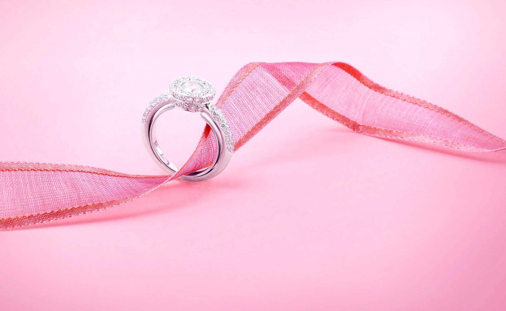 holiday wedding engagement ring jewel decoration ribbon pink color