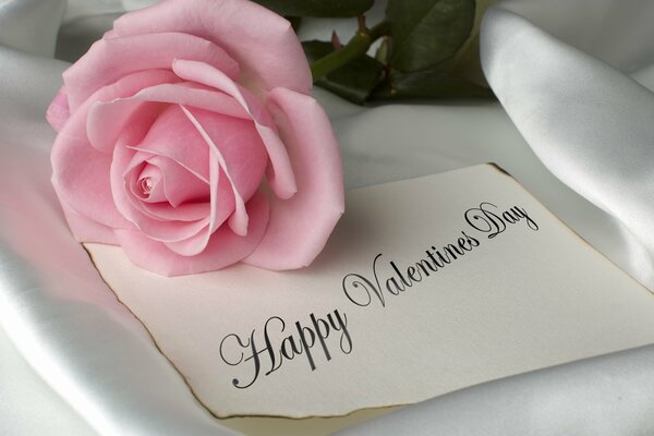 Valentine avec rose et inscription