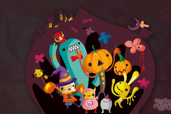 Art d Halloween avec des jouets en peluche