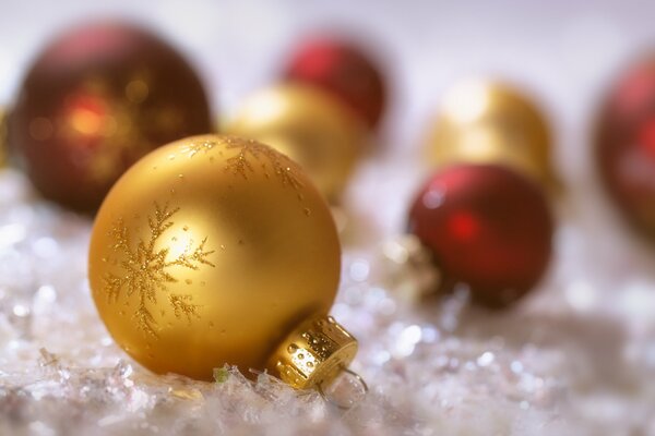 Golden Christmas tree toy close-up