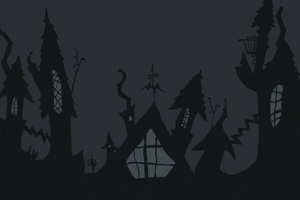 Drawing of frightening gloomy houses